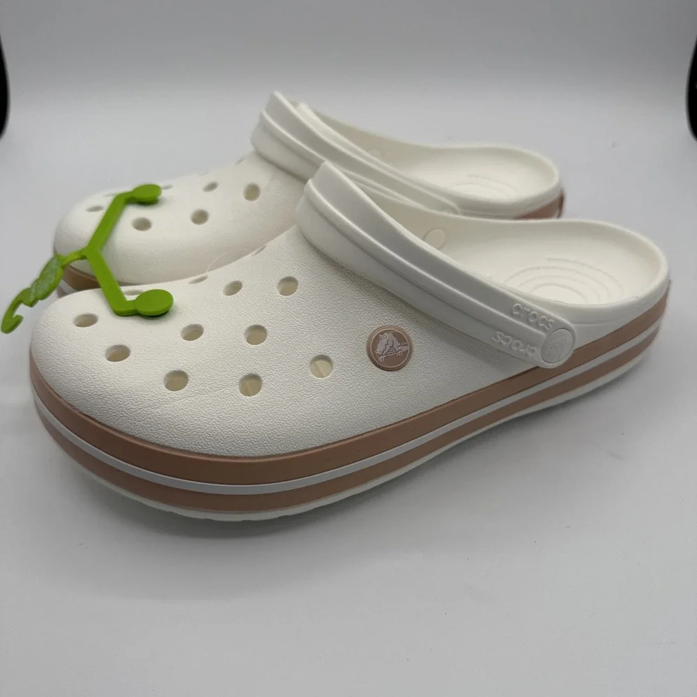 Crocs Crocband Clog Shoes Men's Size 9 Women 11 White/Light Pink Sandals Comfort